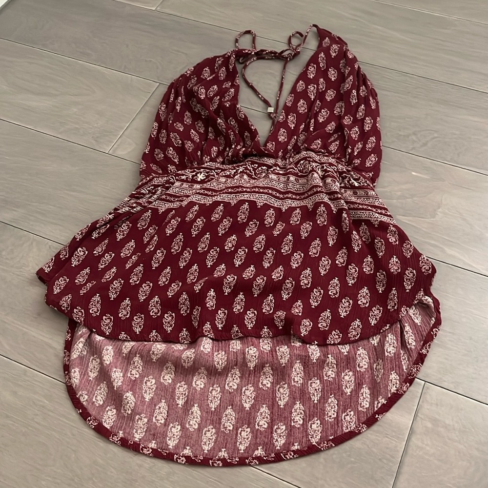 purple patterned halter tie